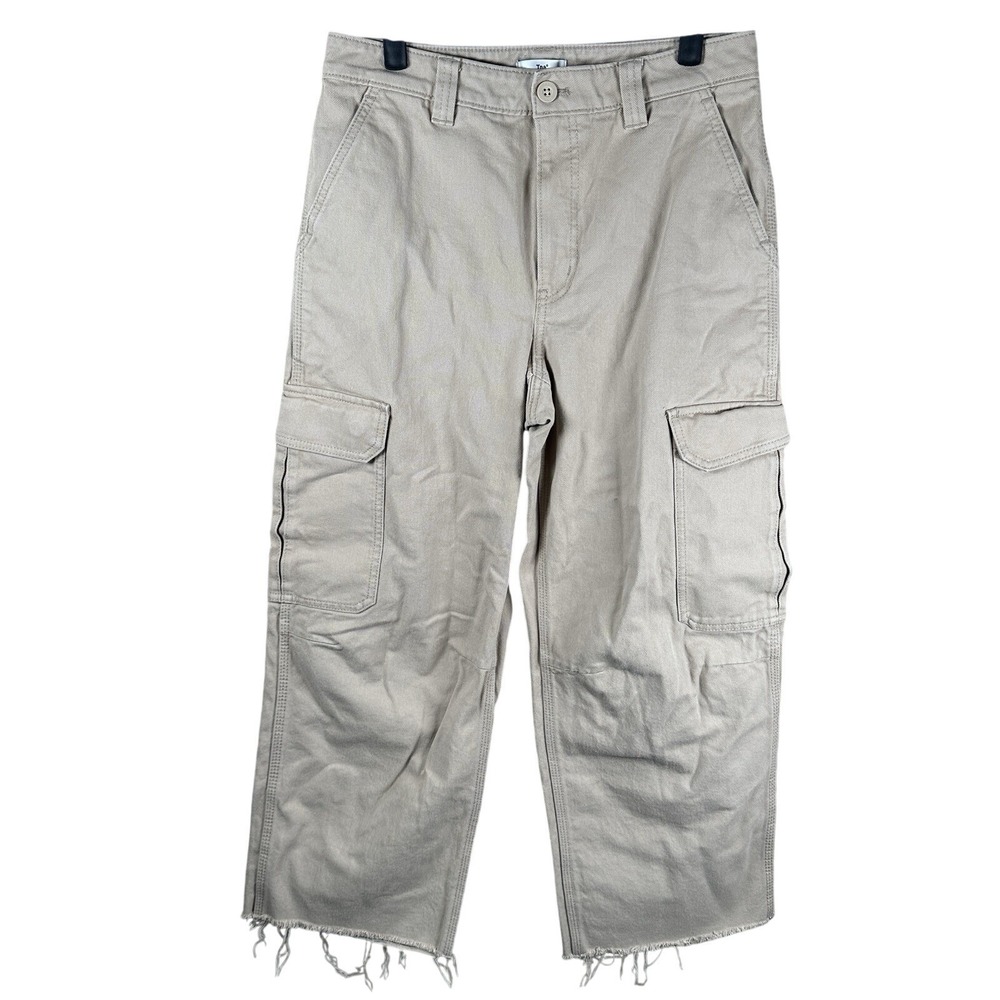 Aritzia TNA Corbett Mid Rise Cargo Pants Womens 6 Wide Leg Khaki Canvas Utility